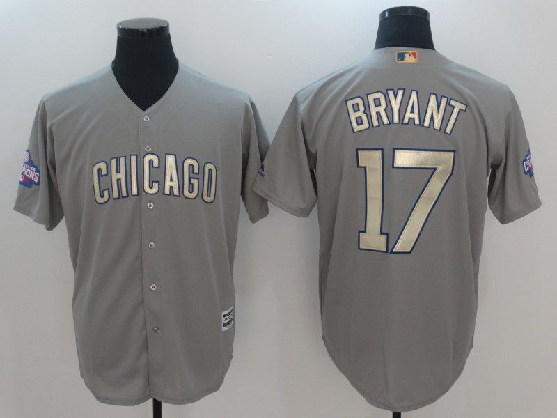 Men 2017 MLB Chicago Cubs #17 Bryant Grey Gold Program Game Jersey->women mlb jersey->Women Jersey